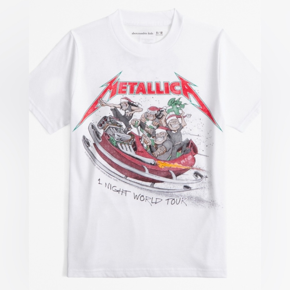 New Abercrombie Kids Metallica Christmas Tshirt Sz 11/12